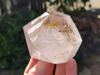 Polished Window Amethyst and Smokey Quartz with Rainbow Veils x 2 from Madagascar