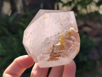 Polished Window Amethyst and Smokey Quartz with Rainbow Veils x 2 from Madagascar