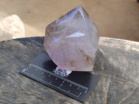 Polished Window Amethyst and Smokey Quartz with Rainbow Veils x 2 from Madagascar