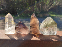 Polished Mixed Inclusion Quartz Crystals Including Citrine x 12 from Madagascar