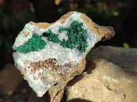 Natural Ball Malachite and Drusy Quartz On Dolomite Matrix Specimens x 2 From Kambove, Congo