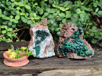 Natural Ball Malachite and Drusy Quartz On Dolomite Matrix Specimens x 2 From Kambove, Congo