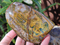 Polished Neolite Tigers Eye and Namibian Dessert Picture Stone Standing Free Forms x 3 From Prieska, South Africa - Toprock Gemstones and Minerals 