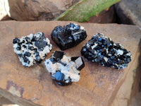 Natural Schorl Black Tourmaline on Orthoclase Specimens with some Hyalite Opal x 20 From Erongo, Namibia