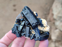 Natural Schorl Black Tourmaline on Orthoclase Specimens with some Hyalite Opal x 20 From Erongo, Namibia