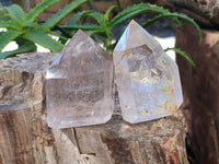Polished Clear Quartz with Rainbow Veil Inclusion Crystals x 3 From Madagascar