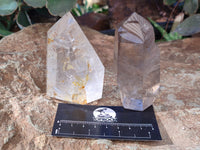 Polished Clear Quartz with Rainbow Veil Inclusion Crystals x 3 From Madagascar