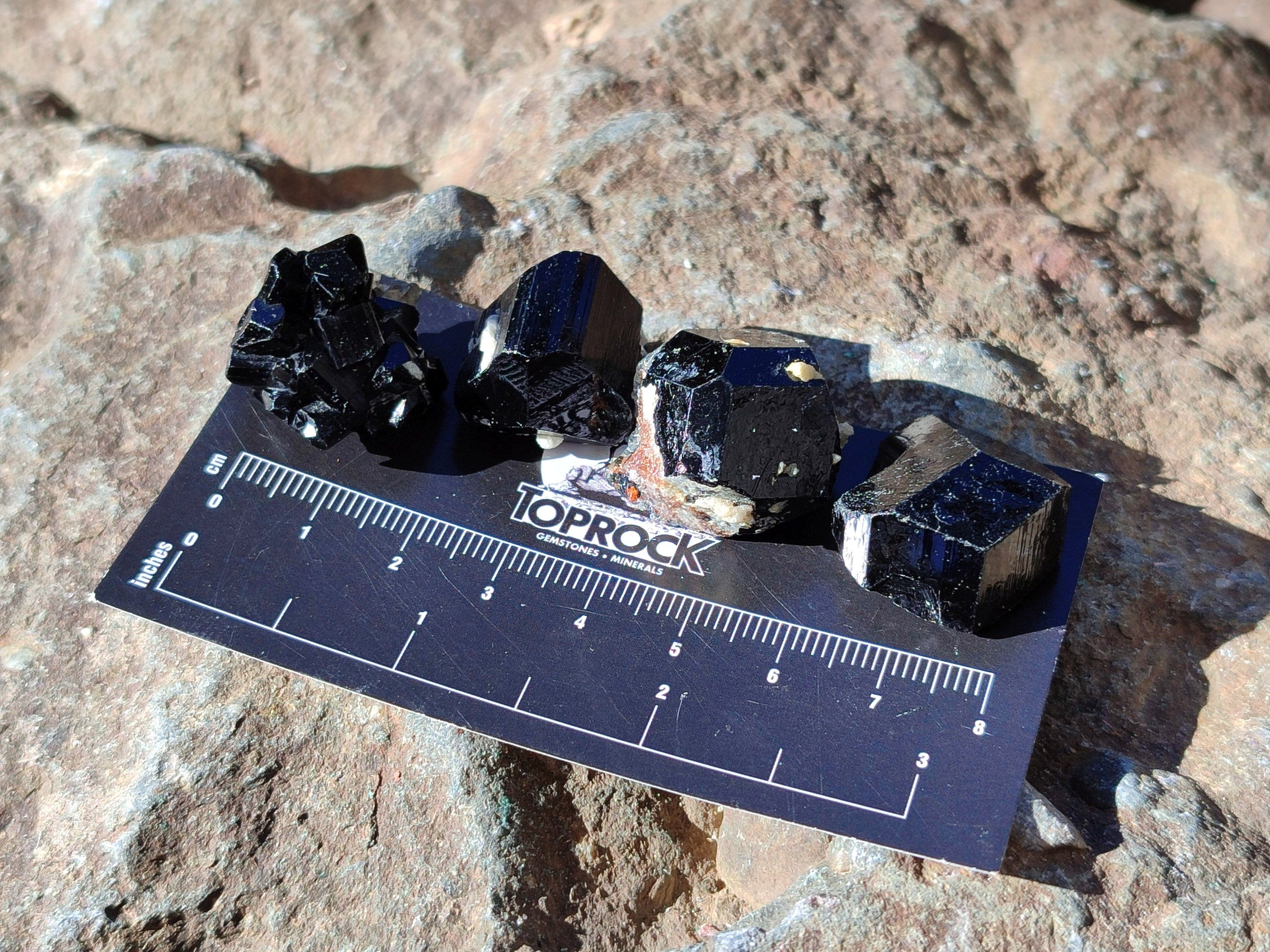 Natural Schorl Black Tourmaline Terminated Crystal Specimens with some Hyalite Opal x 70 From Erongo, Namibia - Toprock Gemstones and Minerals 