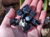 Natural Schorl Black Tourmaline Terminated Crystal Specimens with some Hyalite Opal x 70 From Erongo, Namibia