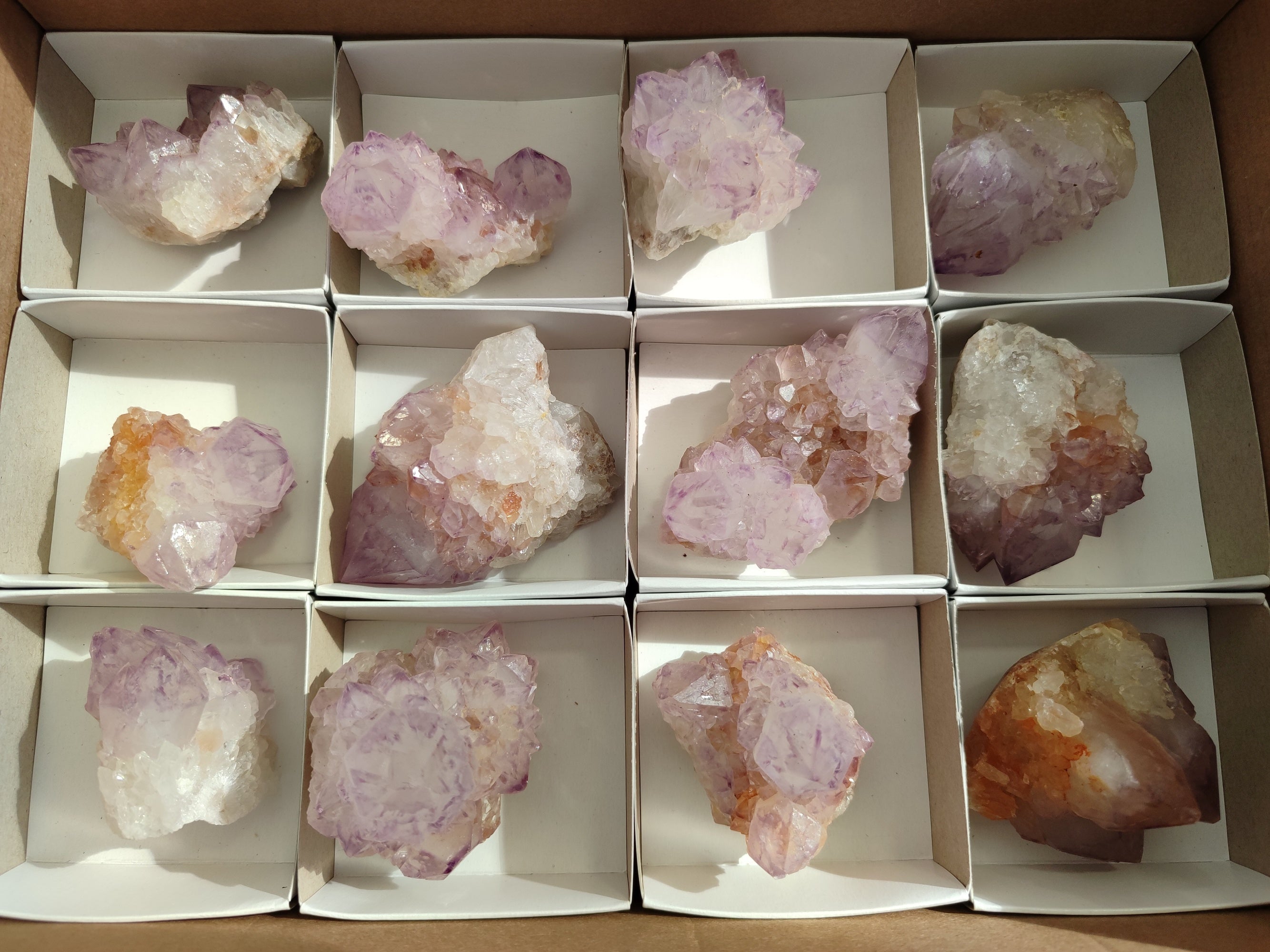Natural Sunburst Amethyst Spirit Quartz Clusters x 12 From South Africa - Toprock Gemstones and Minerals 