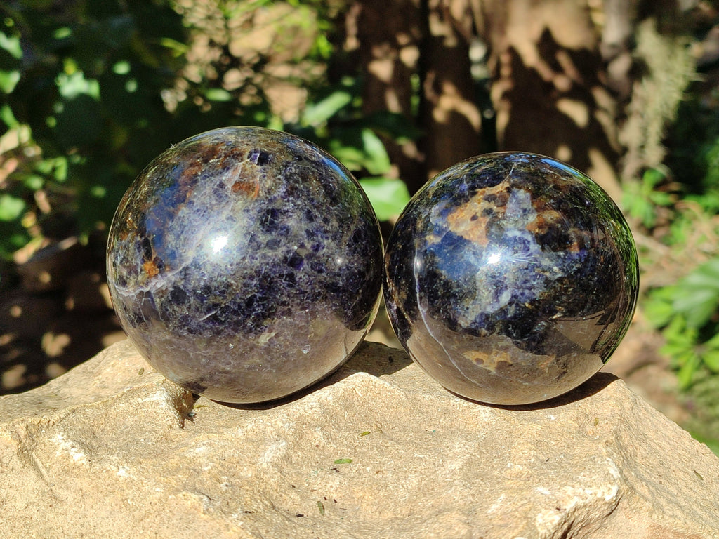 Polished Iolite Spheres x 3 From Ambatofinandrahana, Madagascar - Toprock Gemstones and Minerals 