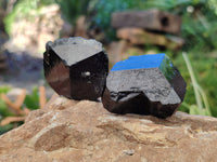 Natural Schorl Black Tourmaline Terminated Crystal Specimens with some Hyalite Opal x 13 From Erongo, Namibia