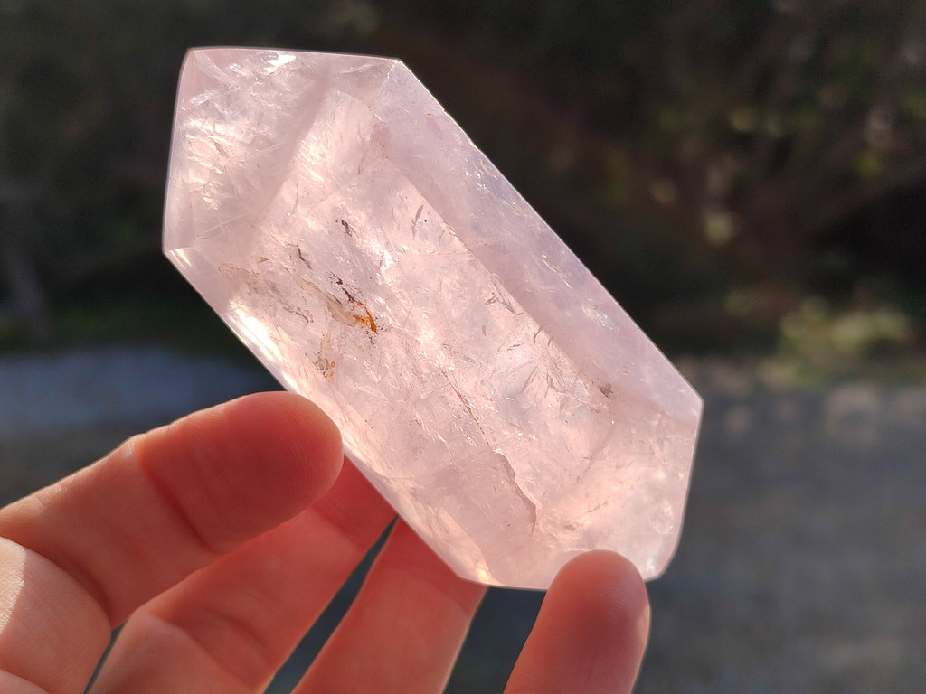 Polished Double Terminated Rose Quartz Points x 6 Ambatondrazaka, Madagascar - Toprock Gemstones and Minerals 