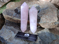 Polished Double Terminated Rose Quartz Points x 6 Ambatondrazaka, Madagascar