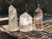Polished Mixed Inclusion Quartz Crystals including Specular Hematite x 4 From Madagascar - Toprock Gemstones and Minerals 