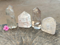 Polished Mixed Inclusion Quartz Crystals including Specular Hematite x 4 From Madagascar - Toprock Gemstones and Minerals 
