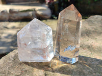 Polished Mixed Inclusion Quartz Crystals including Specular Hematite x 4 From Madagascar - Toprock Gemstones and Minerals 
