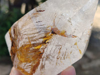 Polished Green Chlorite "Moss" Quartz and Golden Window Quartz Crystals x 4 From Madagascar - Toprock Gemstones and Minerals 