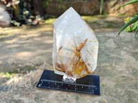 Polished Green Chlorite "Moss" Quartz and Golden Window Quartz Crystals x 4 From Madagascar - Toprock Gemstones and Minerals 