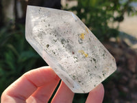 Polished Green Chlorite "Moss" Quartz and Golden Window Quartz Crystals x 4 From Madagascar - Toprock Gemstones and Minerals 