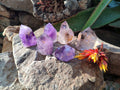 Polished Window Amethyst Quartz Points x 6 From Akansobe, Madagascar - Toprock Gemstones and Minerals 