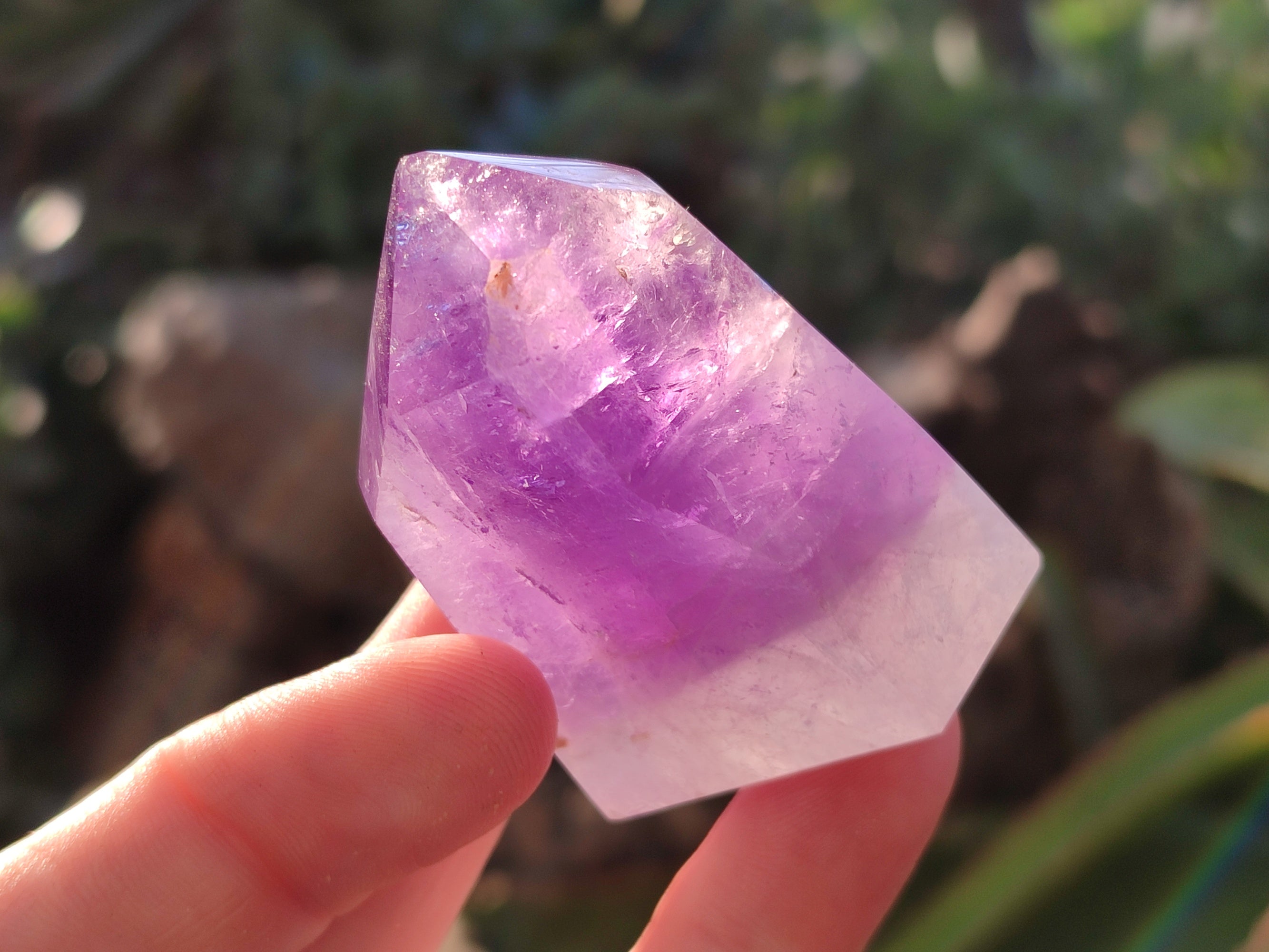 Polished Window Amethyst Quartz Points x 6 From Akansobe, Madagascar - Toprock Gemstones and Minerals 