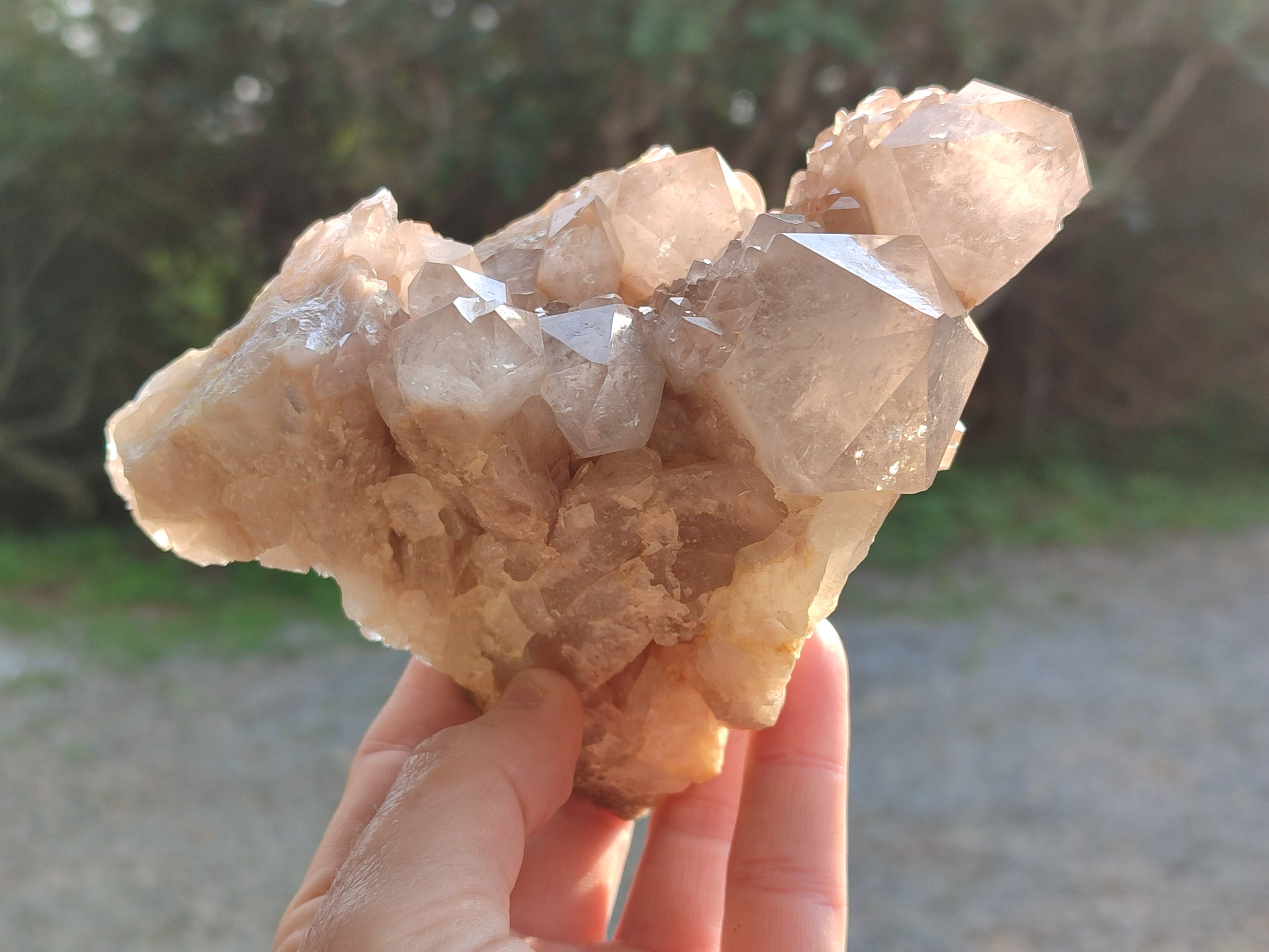Natural Smokey Phantom Quartz Clusters x 3 From Luena, Congo - Toprock Gemstones and Minerals 