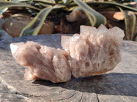 Natural Smokey Phantom Quartz Clusters x 3 From Luena, Congo