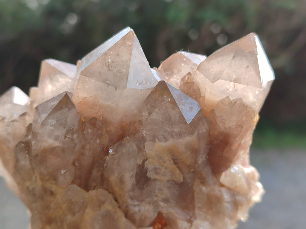 Natural Smokey Phantom Quartz Clusters x 3 From Luena, Congo - Toprock Gemstones and Minerals 