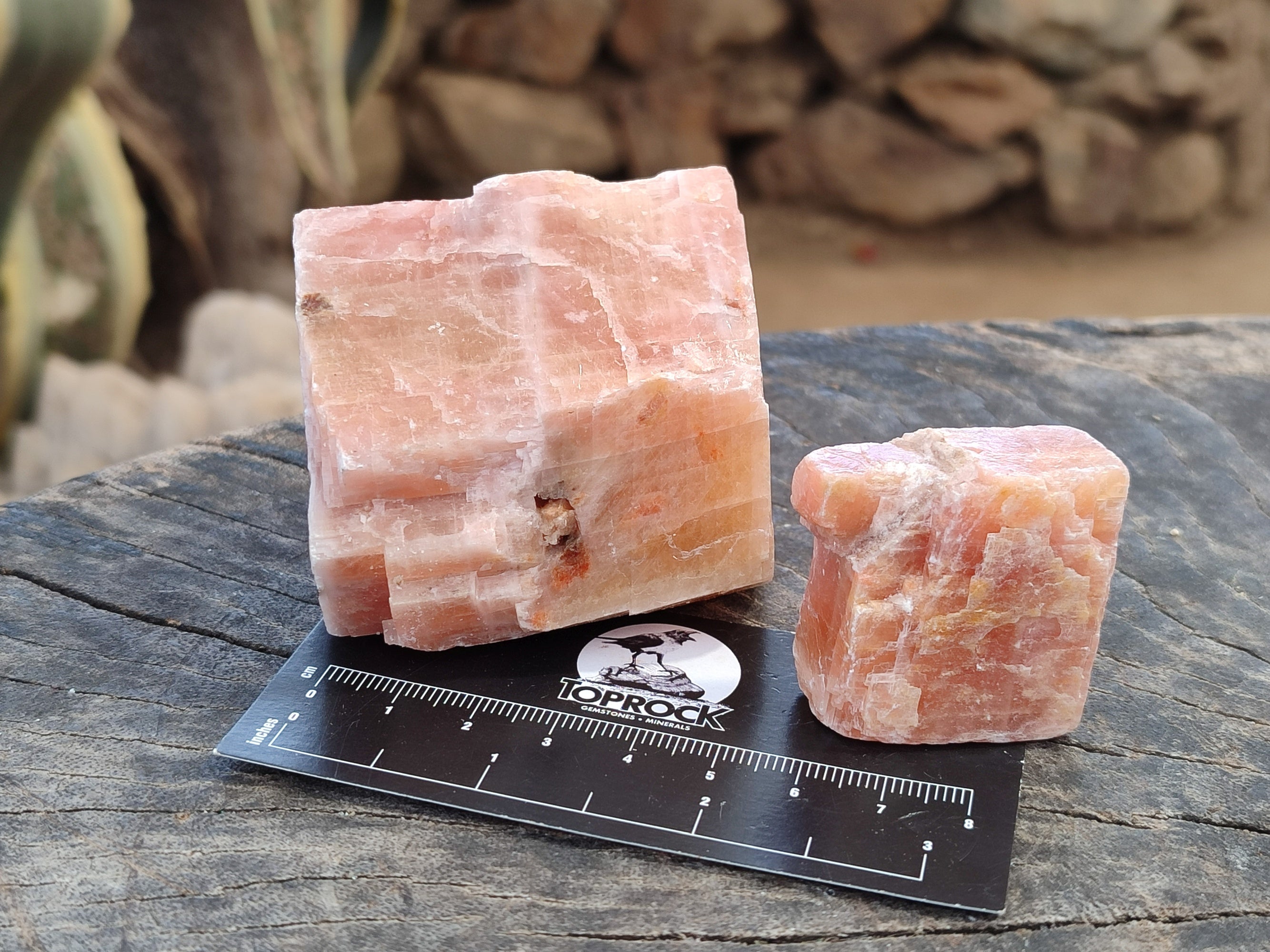 Natural Rhombohedral Sunset Orange Calcite Specimens x 4 From Spitzkop, Namibia - Toprock Gemstones and Minerals 