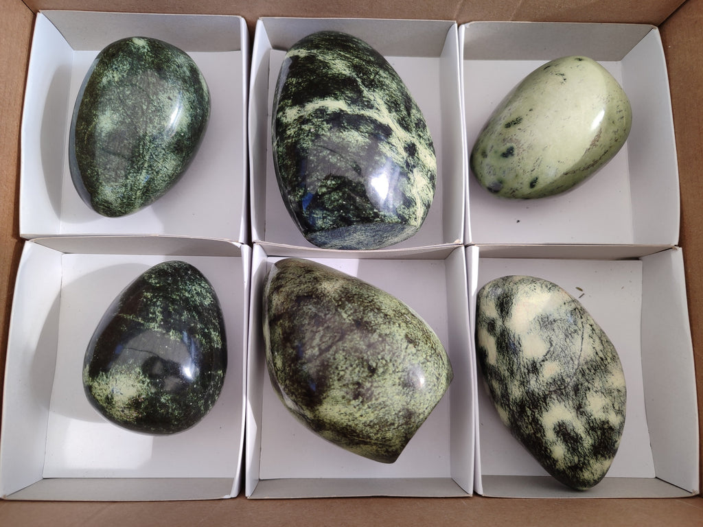 Polished Leopard Stone Standing Free Forms and Free Forms x 6 From Zimbabwe - Toprock Gemstones and Minerals 