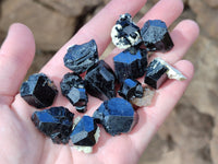 Natural Schorl Black Tourmaline Terminated Crystal Specimens with some Hyalite Opal x 70 From Erongo, Namibia