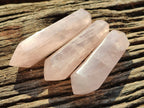 Polished Double Terminated Rose Quartz Points x 6 Ambatondrazaka, Madagascar - Toprock Gemstones and Minerals 