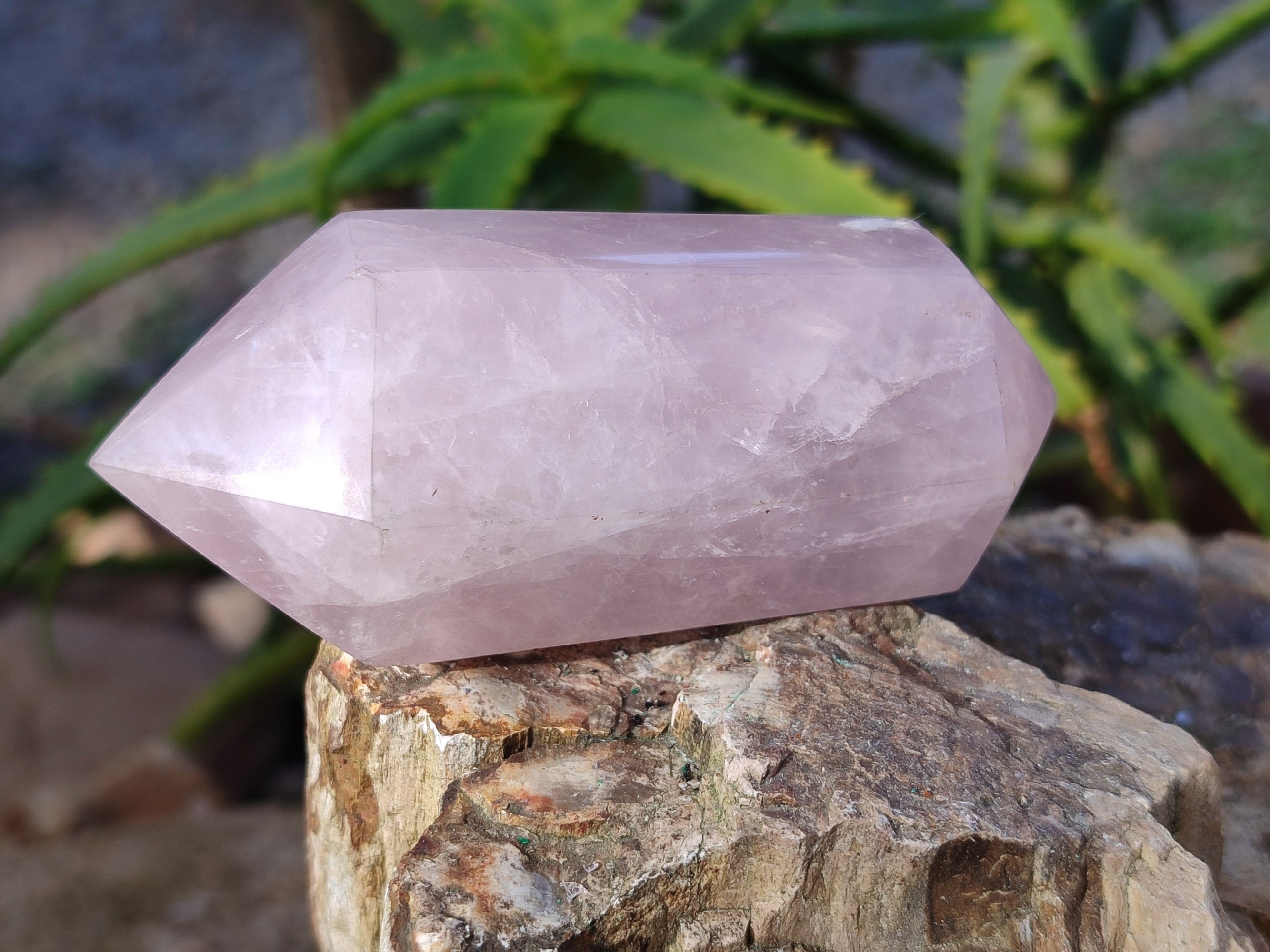 Polished Double Terminated Rose Quartz Points x 6 Ambatondrazaka, Madagascar - Toprock Gemstones and Minerals 