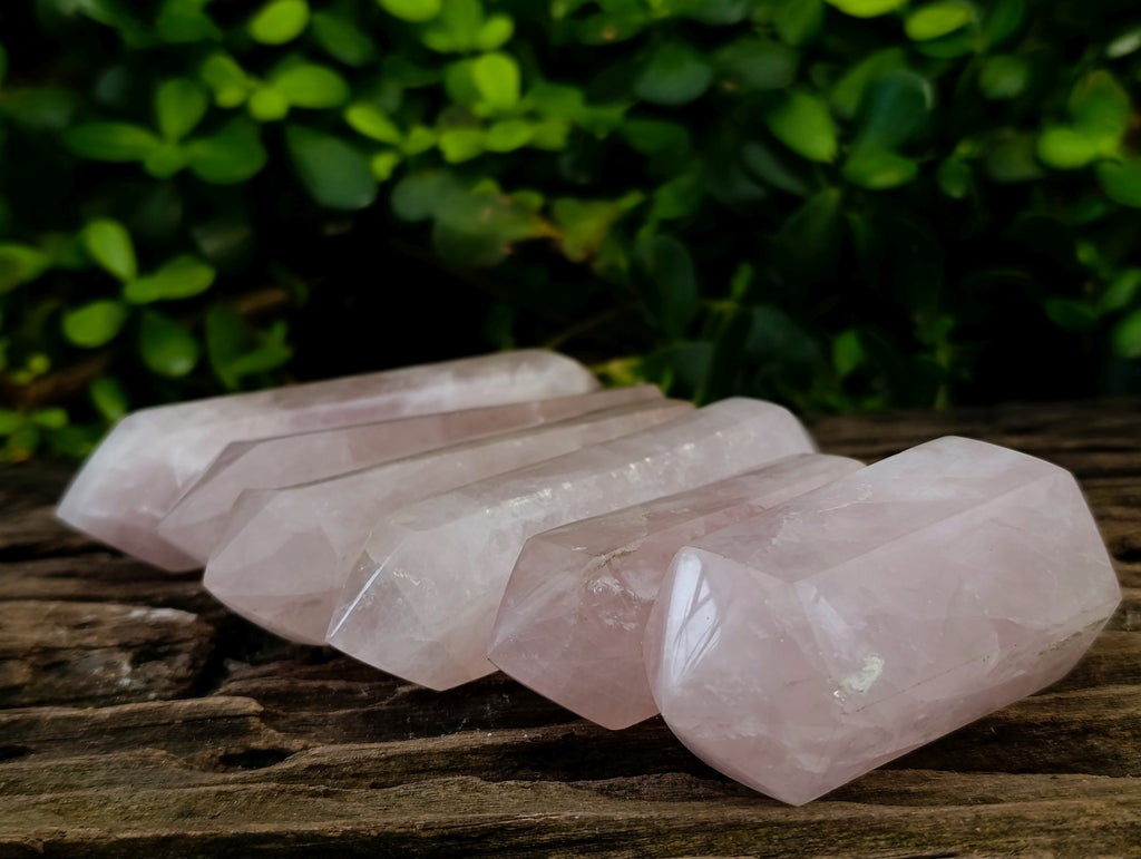 Polished Double Terminated Rose Quartz Points x 6 Ambatondrazaka, Madagascar - Toprock Gemstones and Minerals 
