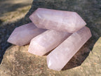 Polished Double Terminated Rose Quartz Points x 6 Ambatondrazaka, Madagascar - Toprock Gemstones and Minerals 