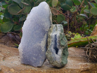 Natural Blue Lace Agate Geode Specimens x 4 From Nsanje, Malawi - Toprock Gemstones and Minerals 