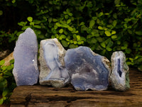 Natural Blue Lace Agate Geode Specimens x 4 From Nsanje, Malawi - Toprock Gemstones and Minerals 
