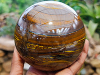 Polished XL Golden River Tigers Eye Sphere x 1 From Prieska, South Africa