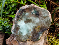 Natural XL Drusy Coated Chrysocolla on Dolomite with Ball Malachite Specimen x 1 From Congo - Toprock Gemstones and Minerals 