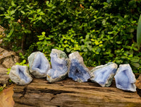 Natural Blue Lace Agate Geode Specimens x 6 From Nsanje, Malawi