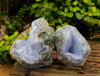 Natural Blue Lace Agate Geode Specimens x 6 From Nsanje, Malawi