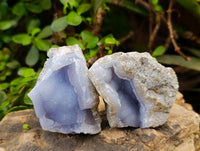 Natural Blue Lace Agate Geode Specimens x 6 From Nsanje, Malawi