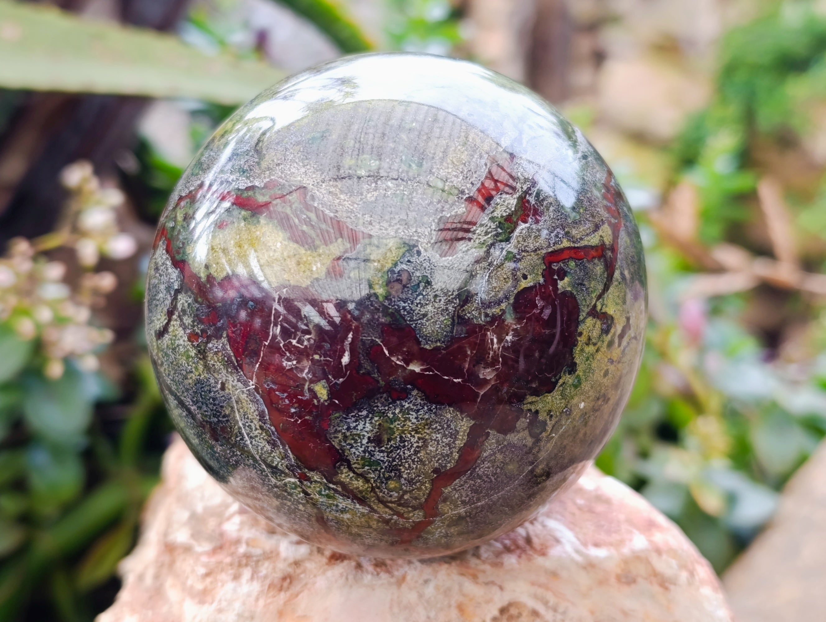 Polished Bastite Dragons Blood Stone Spheres x 2 From Tshipise, South Africa - Toprock Gemstones and Minerals 