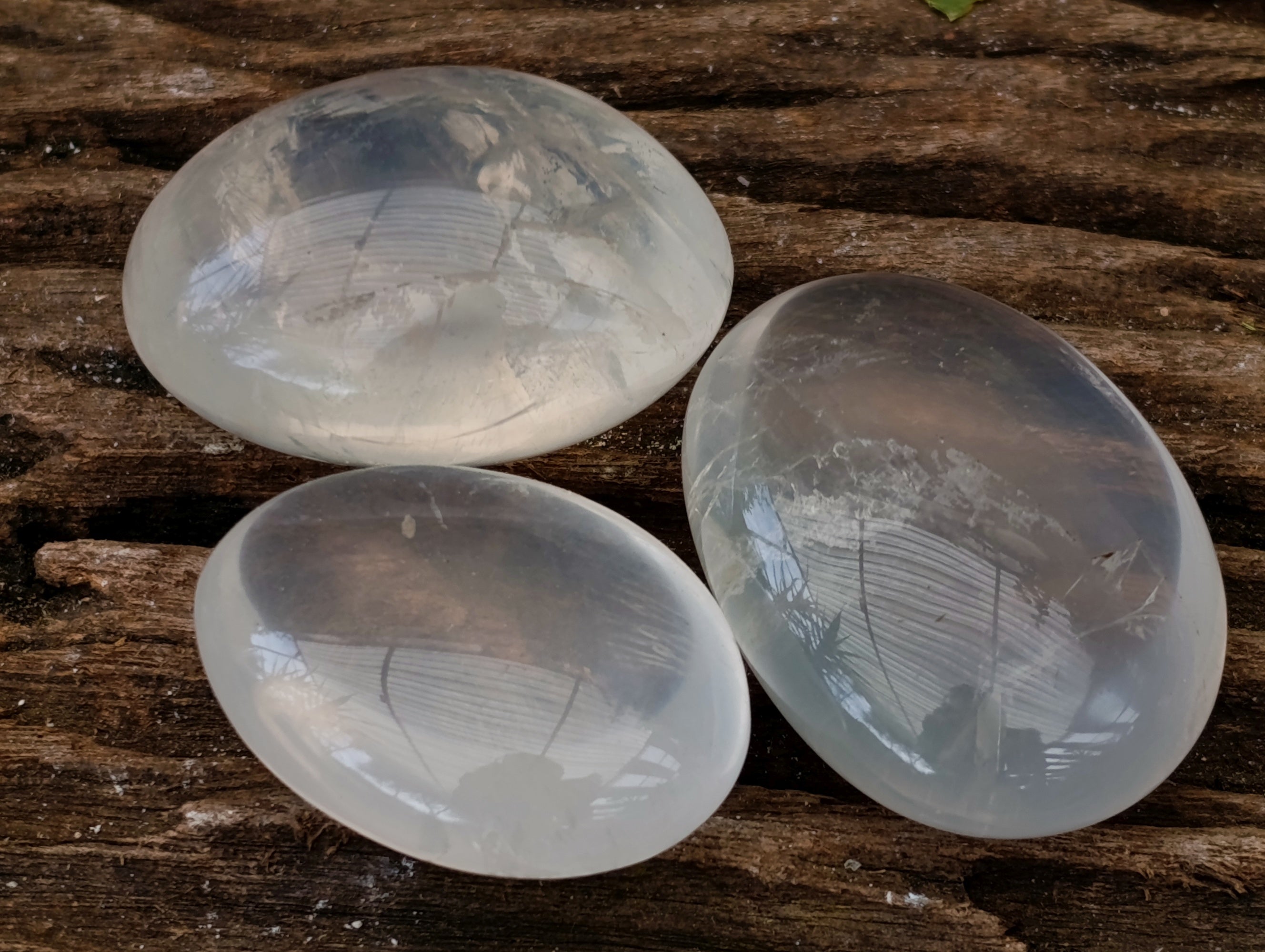 Polished Pearl Girasol Quartz Palm Stones x 20 From Ambatondrazaka, Madagascar - Toprock Gemstones and Minerals 