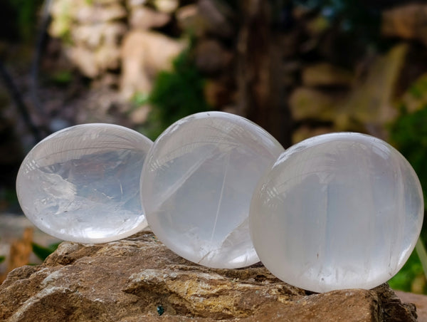 Polished Pearl Girasol Quartz Palm Stones x 20 From Ambatondrazaka, Madagascar - Toprock Gemstones and Minerals 