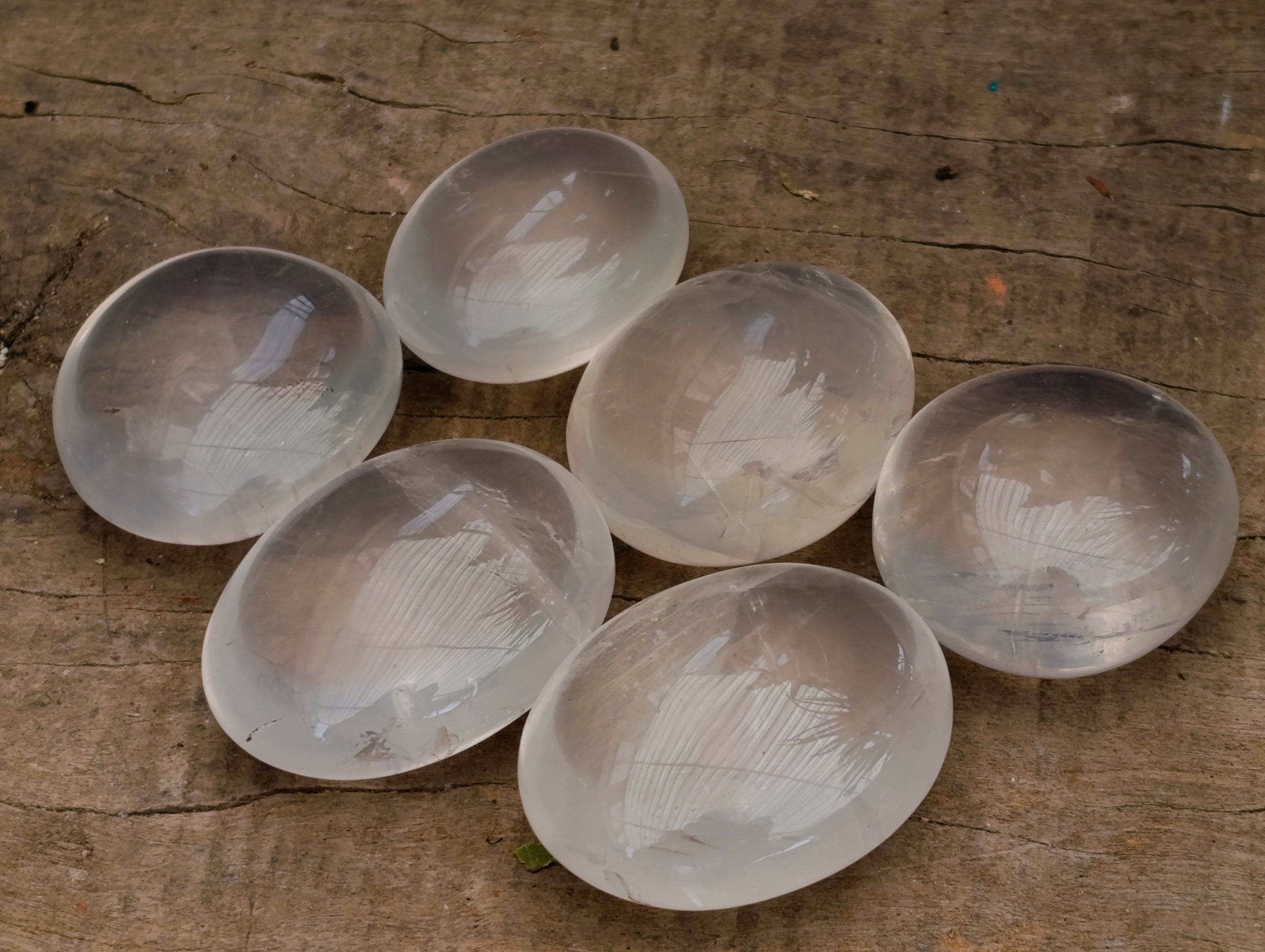 Polished Pearl Girasol Quartz Palm Stones x 20 From Ambatondrazaka, Madagascar - Toprock Gemstones and Minerals 