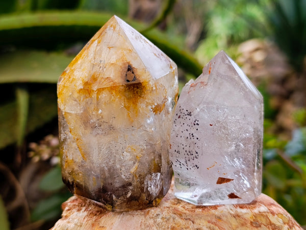 Polished Mixed Inclusion Quartz Crystals x 6 From Madagascar - Toprock Gemstones and Minerals 