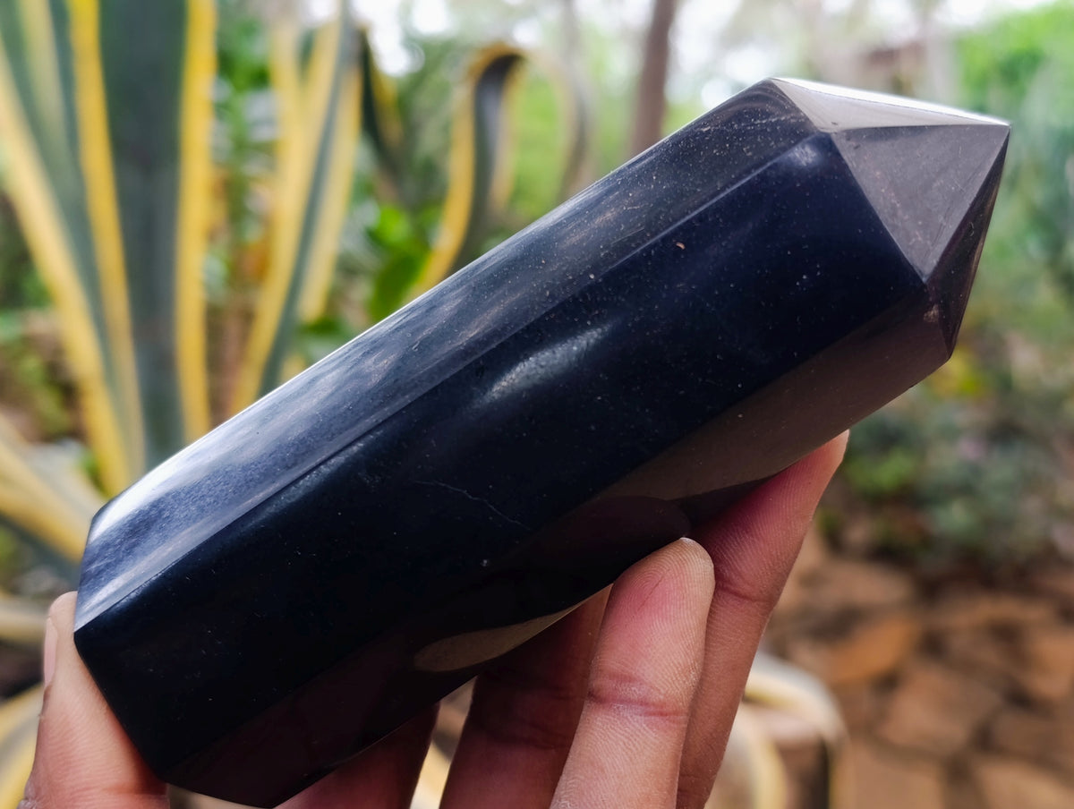 Polished Black Basalt Points x 6 From Madagascar - Toprock Gemstones and Minerals 