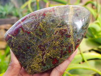 Polished Bastite Dragons Blood Standing Free Forms x 2 From Tshipise, South Africa